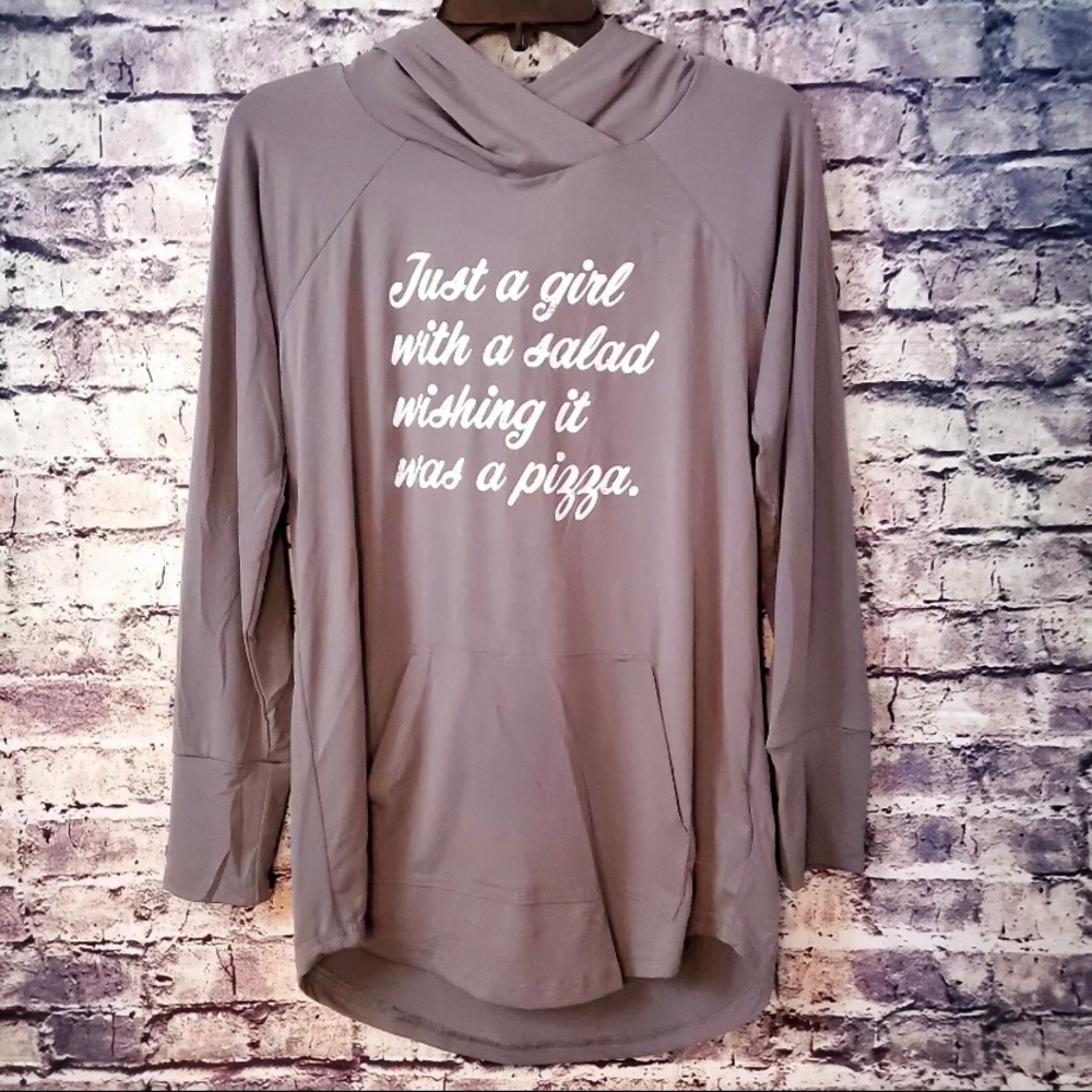 Lularoe Gray White 'Just A Girl'  Hooded Shirt S